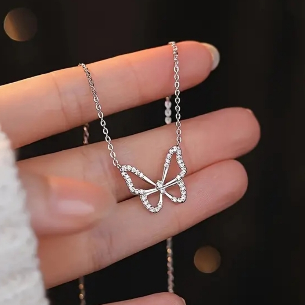 Silvertone Butterfly necklace